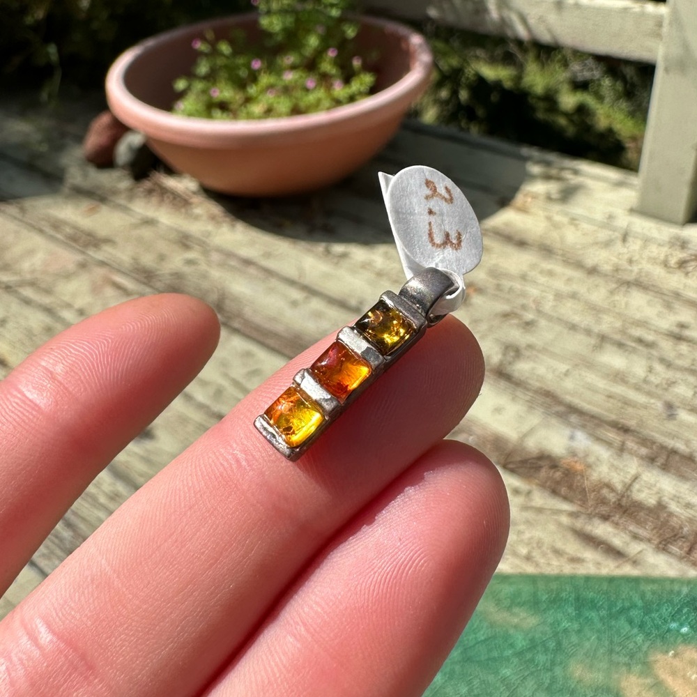 Genuine Baltic Amber and Silver Pendant